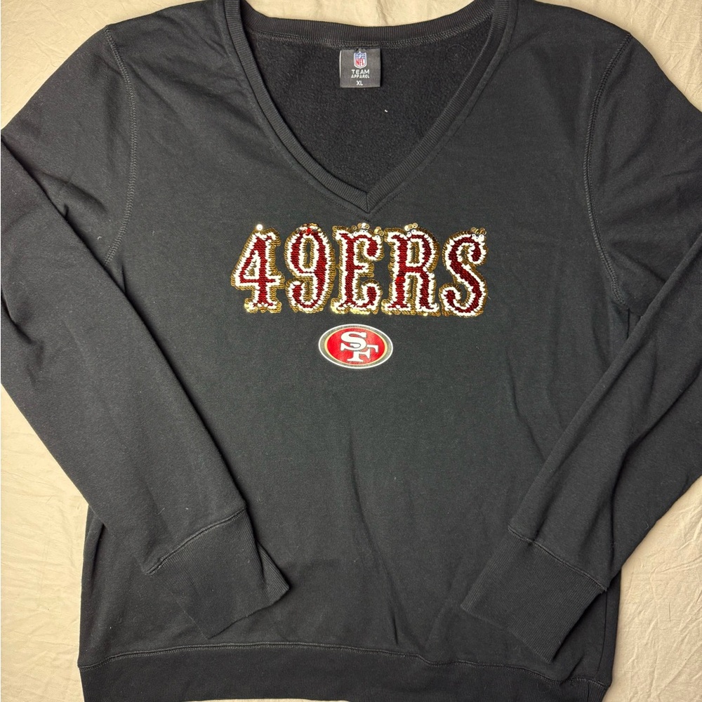 NFL team apparel Black 49ers V-Neck Sweatshirt